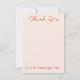 Elegant Light Orange Bridal Shower Thank You Cards Bedankkaart