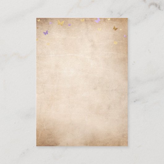 Elegant Light Paars Gold Butterfly RSVP QR Code Informatiekaartje (Achterkant)