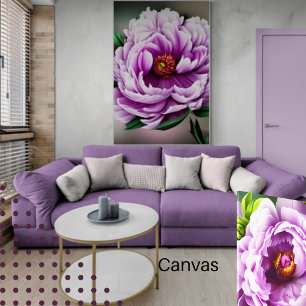 Elegant Light Paars Peony Floral Digital Canvas Afdruk