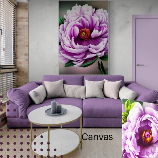 Elegant Light Paars Peony Floral Digital Canvas Afdruk