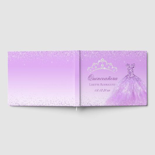 Elegant Light Paars Personalized Quinceanera Gastenboek (Volledig)