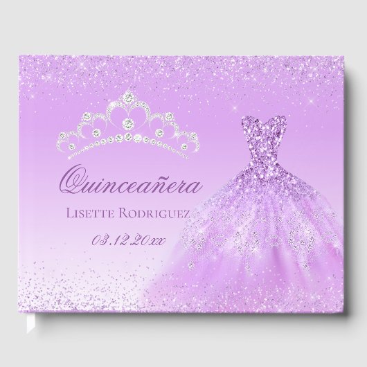 Elegant Light Paars Personalized Quinceanera Gastenboek (Voorkant)