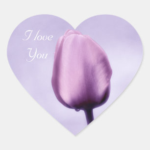 Elegant Light Paars Tulip. Ik hou van je Hart Sticker
