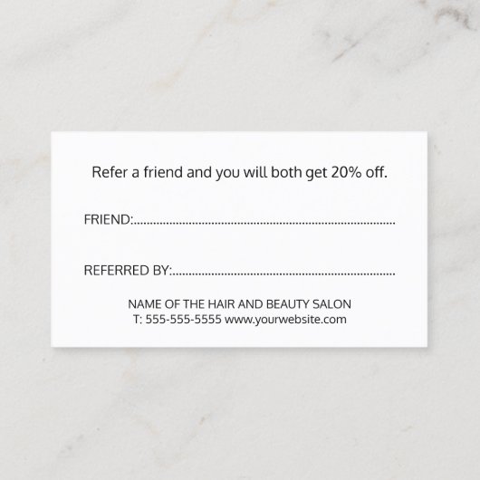 Elegant Light Pastel Heart Beauty Salon Aanbevelingskaartje (Achterkant)