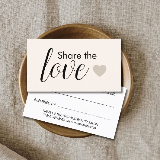 Elegant Light Pastel Heart Beauty Salon Aanbevelingskaartje