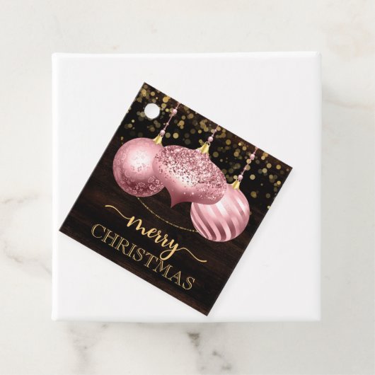 Elegant Light Pink Baubles Merry kerst Bedankjes Labels (In situ)