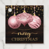 Elegant Light Pink Baubles Merry kerst Bedankjes Labels (Voorkant)