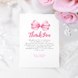 Elegant Light Pink Bow Birthday Thank You Bedankkaart