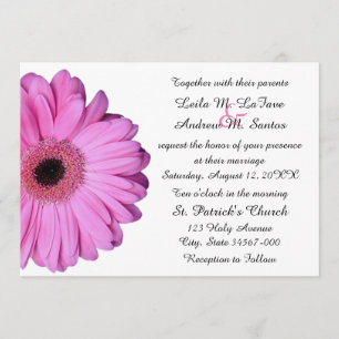 Elegant Light Pink Gerbera Daisy Wedding Kaart
