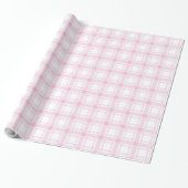 Elegant Light Pink Gingham 50th Birthday Wrapping Cadeaupapier (Uitgerold)