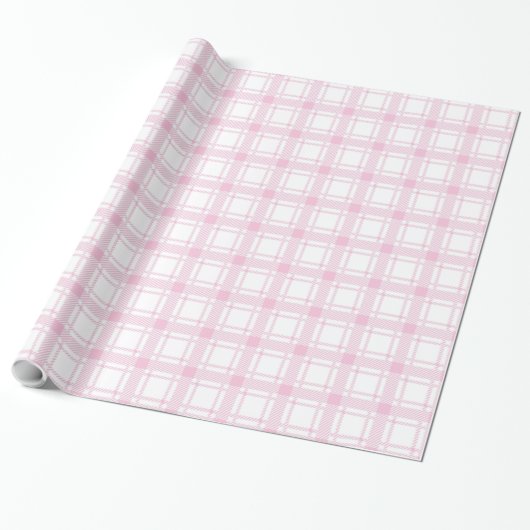 Elegant Light Pink Gingham 50th Birthday Wrapping Cadeaupapier (Uitgerold)