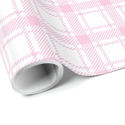 Elegant Light Pink Gingham 50th Birthday Wrapping Cadeaupapier (Rol Hoek)
