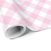 Elegant Light Pink Tartan Birthday Wrapping Paper Cadeaupapier (Rol Hoek)
