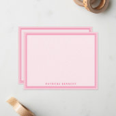 Elegant Light Pink Two Border Name Personalized Notitiekaartje (Voorkant / Achterkant in situ)