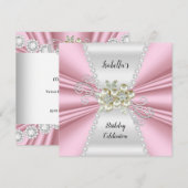 Elegant Light Pink White Diamond Birthday Kaart (Voorkant / Achterkant)