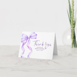 Elegant Light Purple Bow Bridal Shower Thank You Bedankkaart