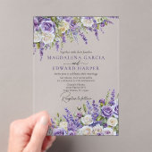 Elegant Light Purple Lavender Roses Floral Wedding Acryl Uitnodigingen (Insitu (Draagbaar))