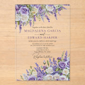 Elegant Light Purple Lavender Roses Floral Wedding Acryl Uitnodigingen (Voorkant)