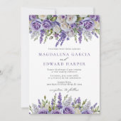 Elegant Light Purple Lavender Roses Floral Wedding Kaart (Voorkant)
