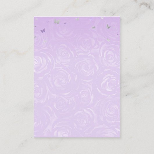 Elegant Light Purple Silver Butterfly RSVP QR Code Informatiekaartje (Achterkant)