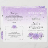 Elegant Light Purple Silver Quinceanera Program (Voorkant / Achterkant)