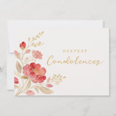 Elegant Light Red Floral & Golden Corner Sympathy (Voorkant)