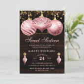Elegant Light Roze Kerstmis Sweet 16 Kaart (Staand voorkant)