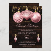 Elegant Light Roze Kerstmis Sweet 16 Kaart (Voorkant / Achterkant)