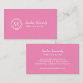 Elegant Light Roze Script Professional Monogram Visitekaartje (Voorkant / Achterkant)