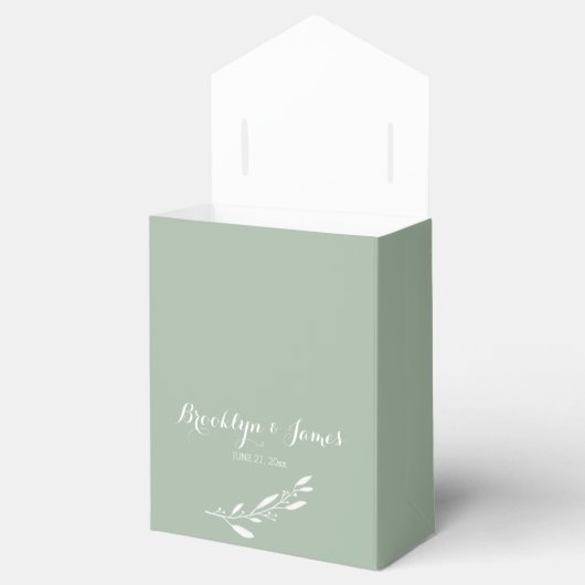Elegant Light Sage Wedding Favor Box Bedankdoosjes (Geopend)