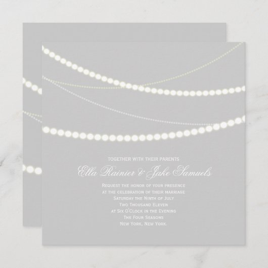  Elegant Light Strings Wedding Invite Kaart (Voorkant / Achterkant)