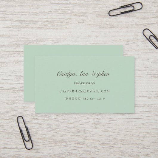 Elegant Light Teal Business Card Visitekaartje (Voorkant / Achterkant in situ)