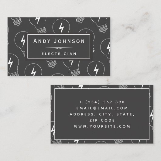 Elegant lightbulb Pattern Electricilicationonderho Visitekaartje (Voorkant / Achterkant)