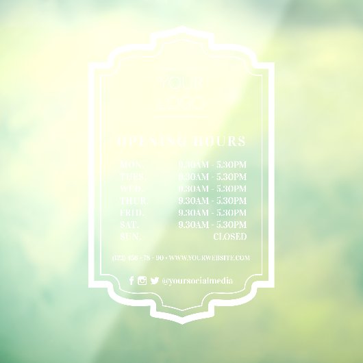 Elegant Lijst Aangepaste kantooruren voor Logo Raamsticker (Vel 3)