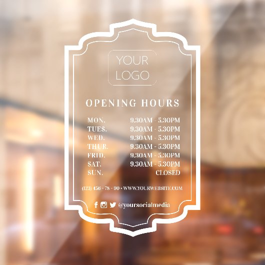Elegant Lijst Aangepaste kantooruren voor Logo Raamsticker (Vel 2)