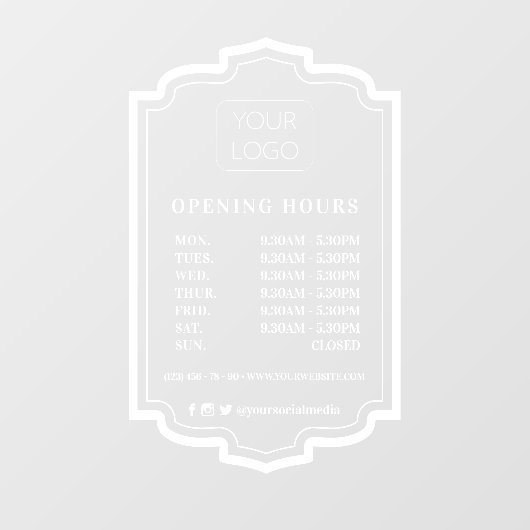 Elegant Lijst Aangepaste kantooruren voor Logo Raamsticker (Vel)