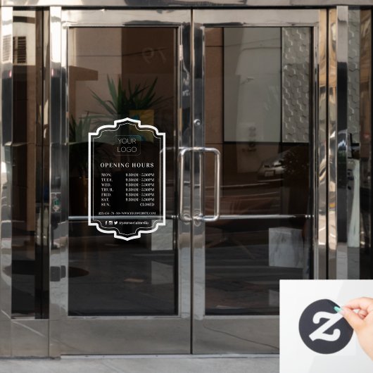 Elegant Lijst Aangepaste kantooruren voor Logo Raamsticker (Kantoordeur)