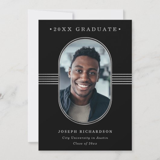 Elegant Lijst | Afstuderen voor foto's van zwart e Aankondiging (Voorkant)