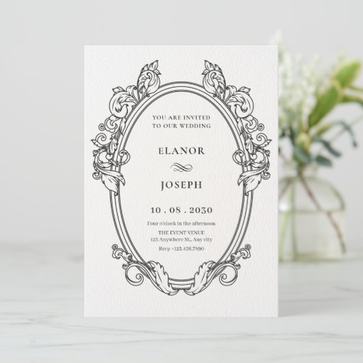 Elegant lijst Art bruiloft foto Kaart (Staand voorkant)