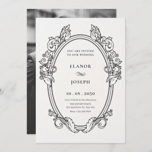 Elegant lijst Art bruiloft foto Kaart (Voorkant / Achterkant)