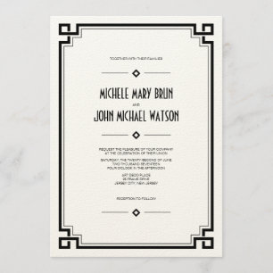Elegant Lijst Art Deco Wedding Uitnodiging