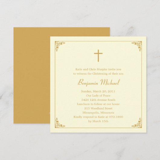 Elegant Lijst Baptism/Christening Uitnodiging (Voorkant / Achterkant)