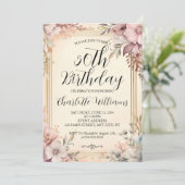 Elegant Lijst Bloemen Vrouwen 50ste Verjaardag Kaart (Staand voorkant)