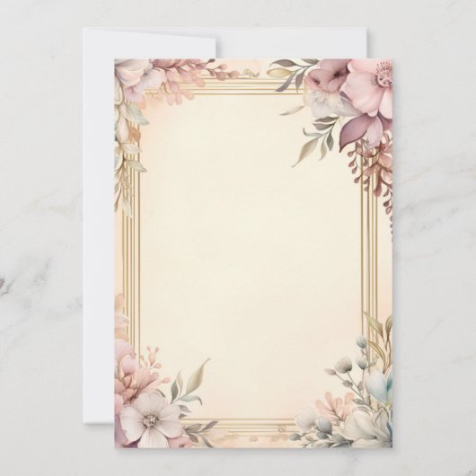 Elegant Lijst Bloemen Vrouwen 50ste Verjaardag Kaart (Achterkant)