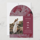 Elegant Lijst Bloemenfoto Bewaar de datum Kaart (Voorkant)