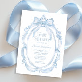 Elegant Lijst + Blue Bow Baby shower Kaart