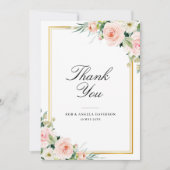 elegant lijst blush florale bruiloft bedankkaart (Voorkant)