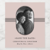 Elegant Lijst | Blush Pink Photo Save the Date Wijn Etiket (Enkel label)