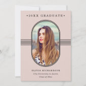 Elegant Lijst | Blush roze foto-Afstuderen Aankondiging (Voorkant)