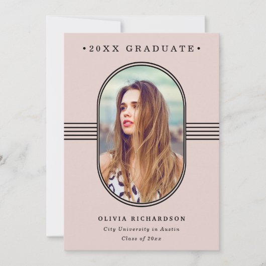 Elegant Lijst | Blush roze foto-Afstuderen Aankondiging (Voorkant)